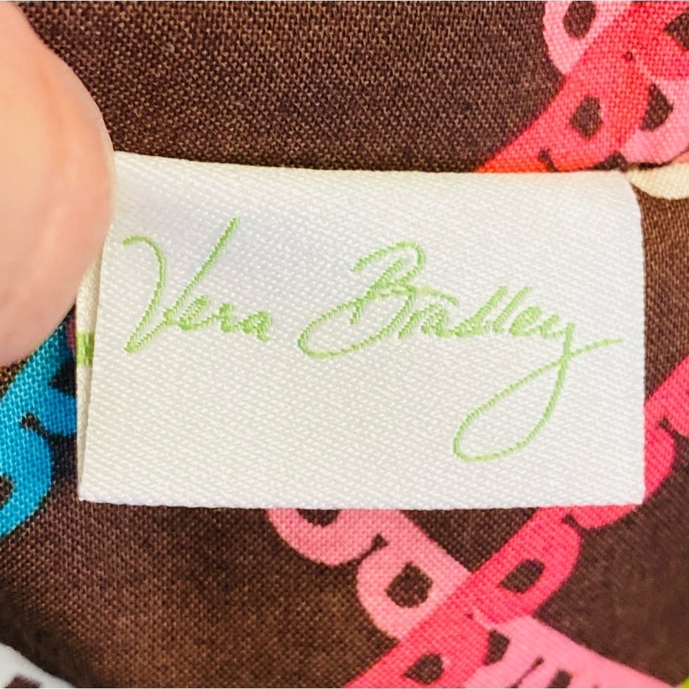 Vera Bradley Floral Quilted Brown LOLA Tote Purse Handbag Leather Straps Bottom - Picture 15 of 16